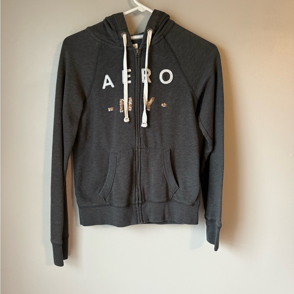 AERO Gray Zip-Up Hoodie